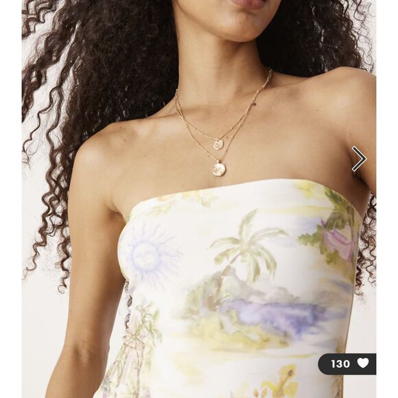 ASOS DESIGN Sunny tropical print removable straps swimsuit in yellow us 10 - Picture 6 of 6